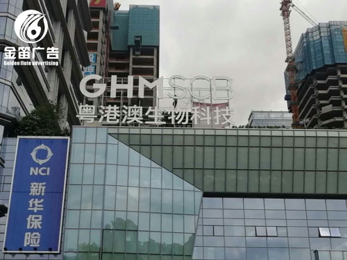 粤港澳生物科技LED冲孔发光字亮化工程制作